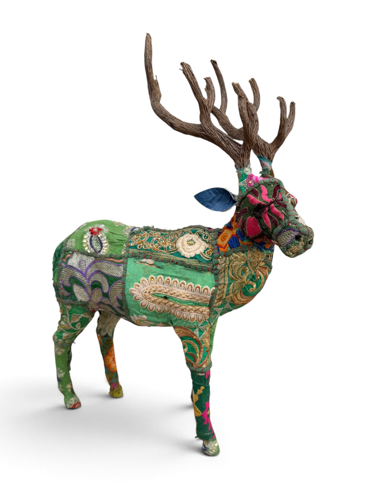 Kantha Patchwork Reindeer Figurine