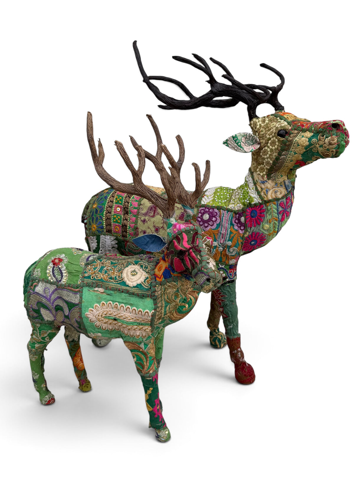 Kantha Patchwork Reindeer Figurine