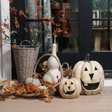 White Big Mouth Jack O'Lantern Resin Mache Pumpkins
