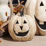 White Big Mouth Jack O'Lantern Resin Mache Pumpkins