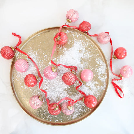 Pink & Red Mercury Glass Ornament Garland