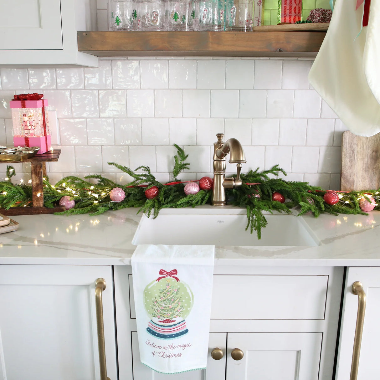 Pink & Red Mercury Glass Ornament Garland