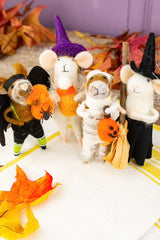 Wool Felt Mouse Critters in Halloween Costumes