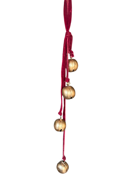 Red Velvet & Gold Bell Door Hanger