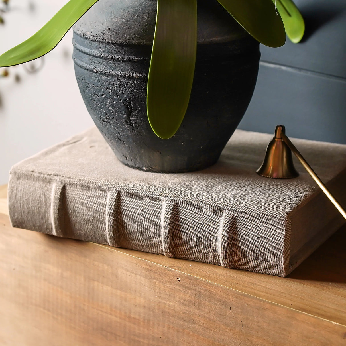 Beige Linen Storage Book Box