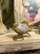 Gold Snail Swan & Bird Velvet Pin Cushion with 5 Pearl Head Pins