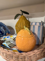 Stoneware Ceramic Orange Shaped Jar with Lid