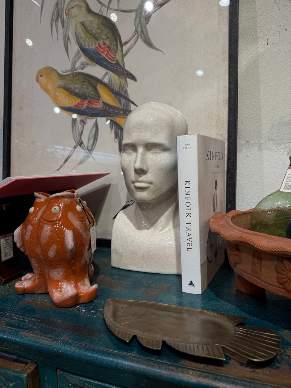 Vintage Inspired Mannequin Head Bust - Crackle Glaze Ceramic Sculpture