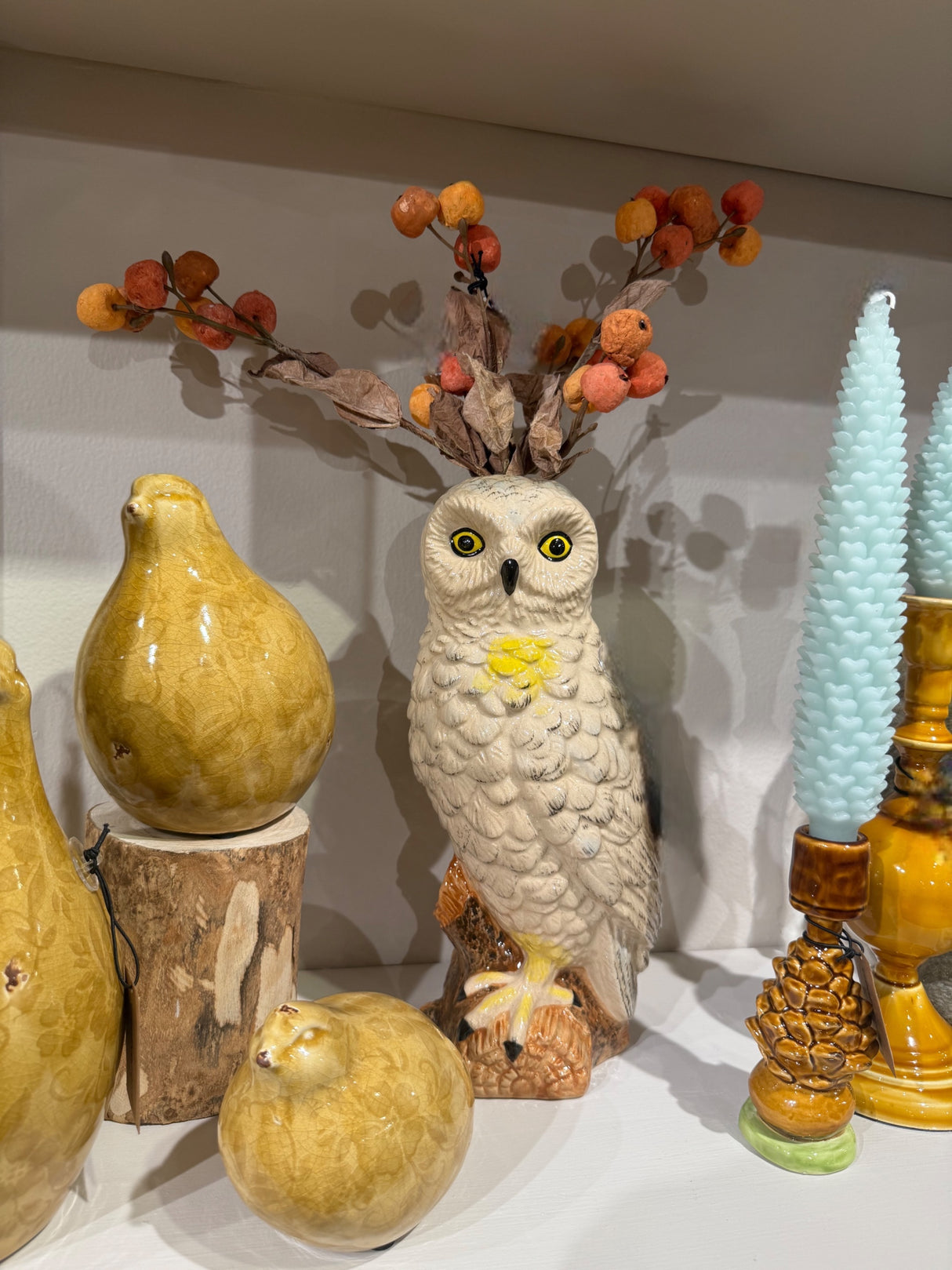 Hand-Painted Ceramic Owl Vase