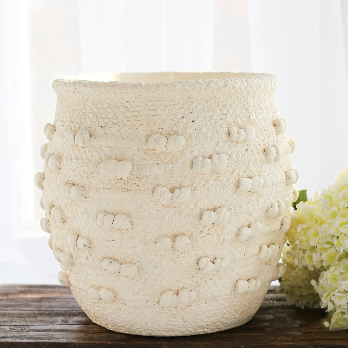 White Cement Textured Knot Vase