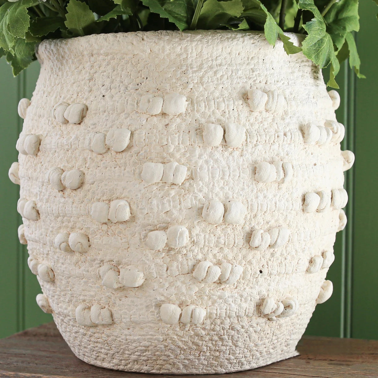 White Cement Textured Knot Vase