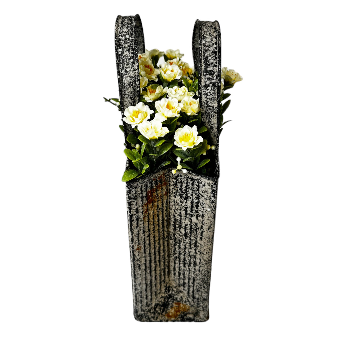 Distressed Galvanized Metal Market Basket Planter