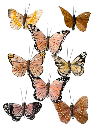 set of 8 handmade painted clip-on butterflies by homart