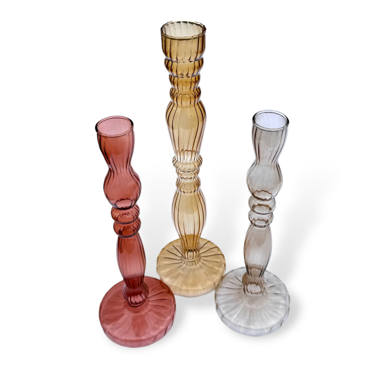 Glass Haywood Budvase Taper Candleholders