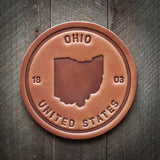 Ohio United States leather coaster