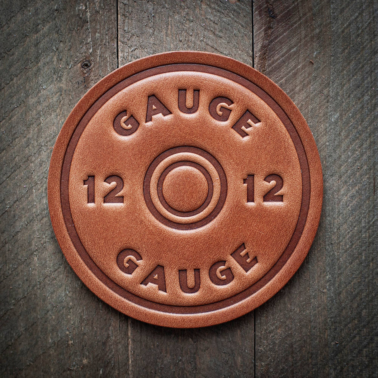 12 gauge shell leather coaster