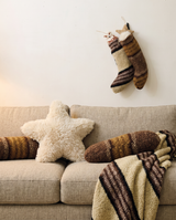 Cream Faux Fur Star Pillow