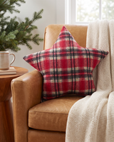 Red Plaid Flannel Star Pillow