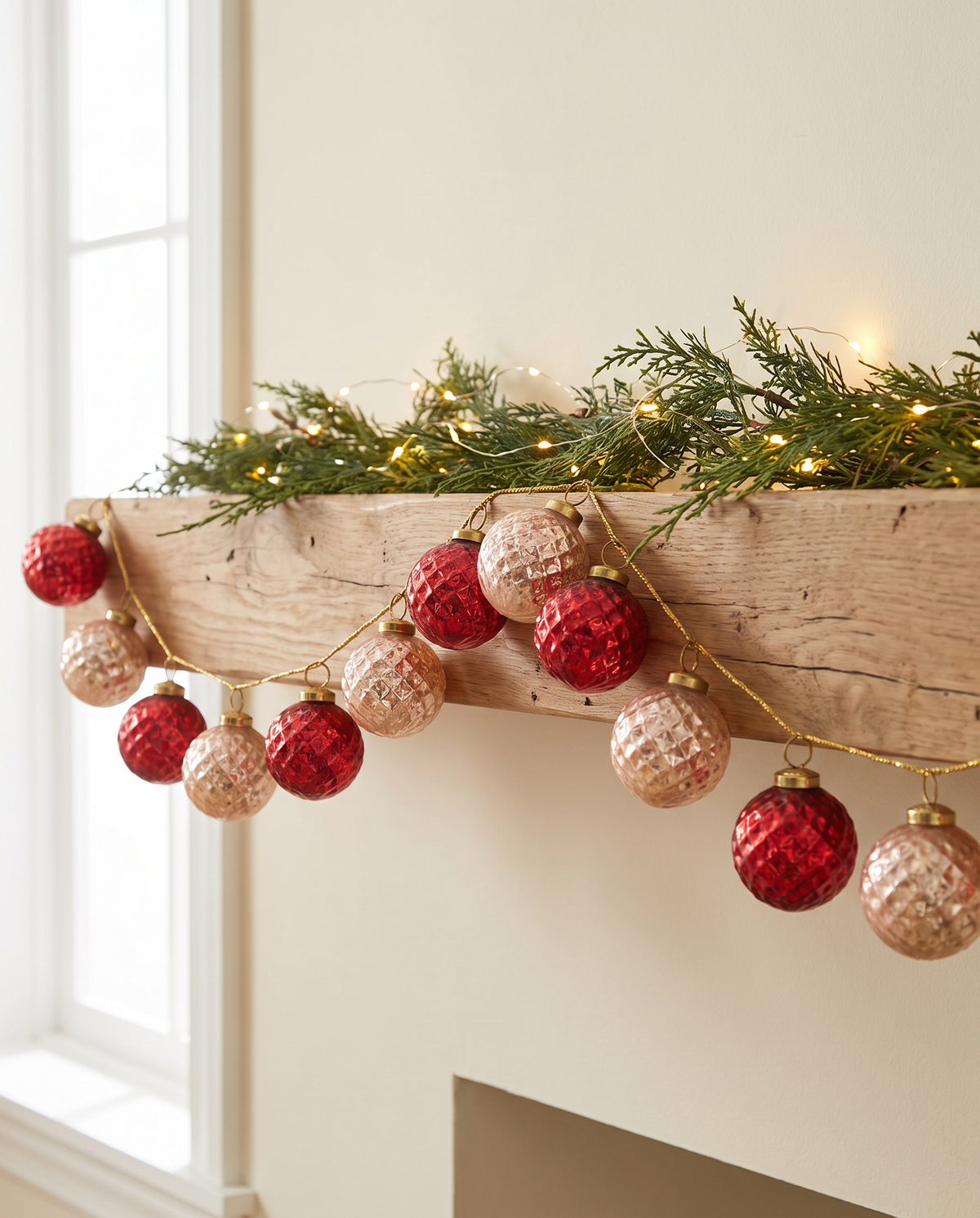 Berry & Blush Mercury Glass Ornament Garland
