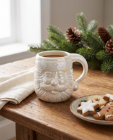 Pearlized White Ceramic Santa Coffee Mug