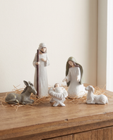Holy Family Nativity Set with Donkey & Sheep (5 Pieces)