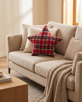 Red Plaid Flannel Star Pillow