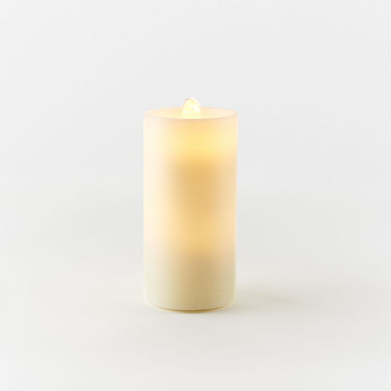 Water Wick Fountain Flameless Cream Wax Pillar Candle | 2 Sizes