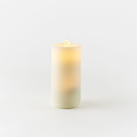 Water Wick Fountain Flameless Cream Wax Pillar Candle | 2 Sizes