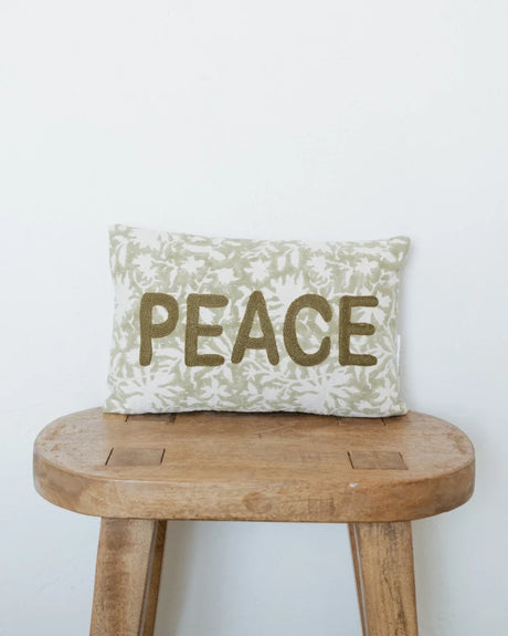 Peace Floral Cotton & Linen Lumbar Pillow