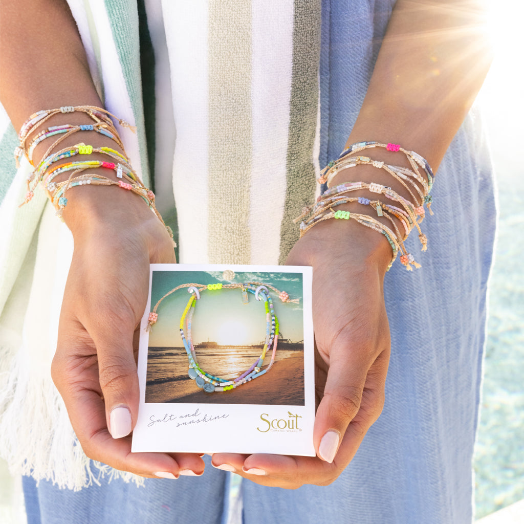 Mixed Media Beaded String Bracelet | Sky/Turquoise/Silver