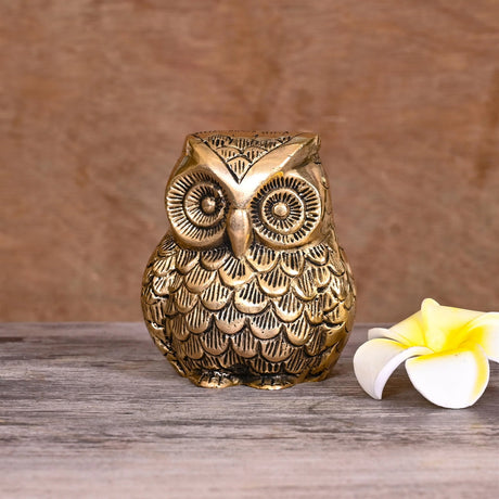 Antique Brass Aluminum Owl Figurine