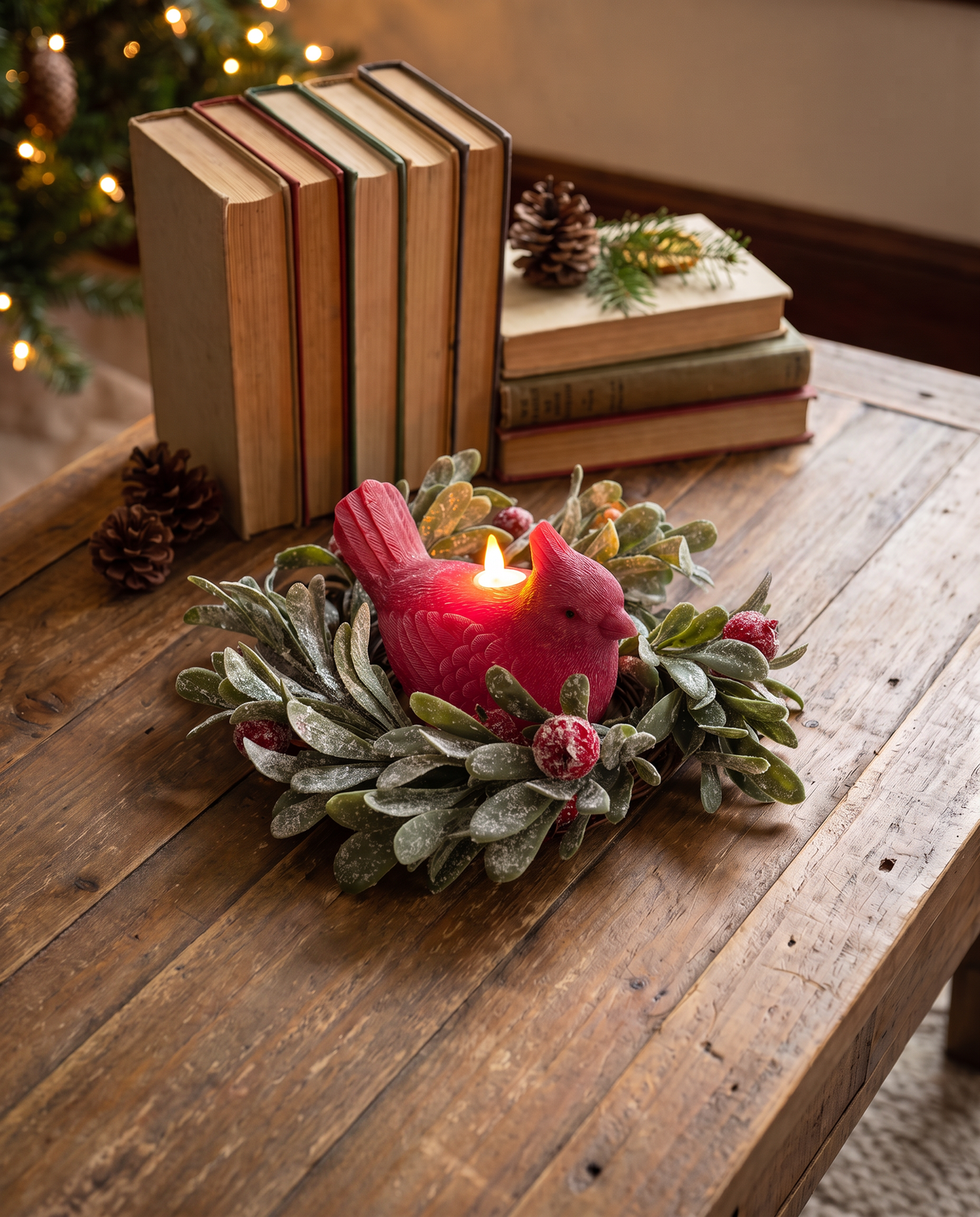 Cardinal Shaped Moving Flame LED Wax Candle