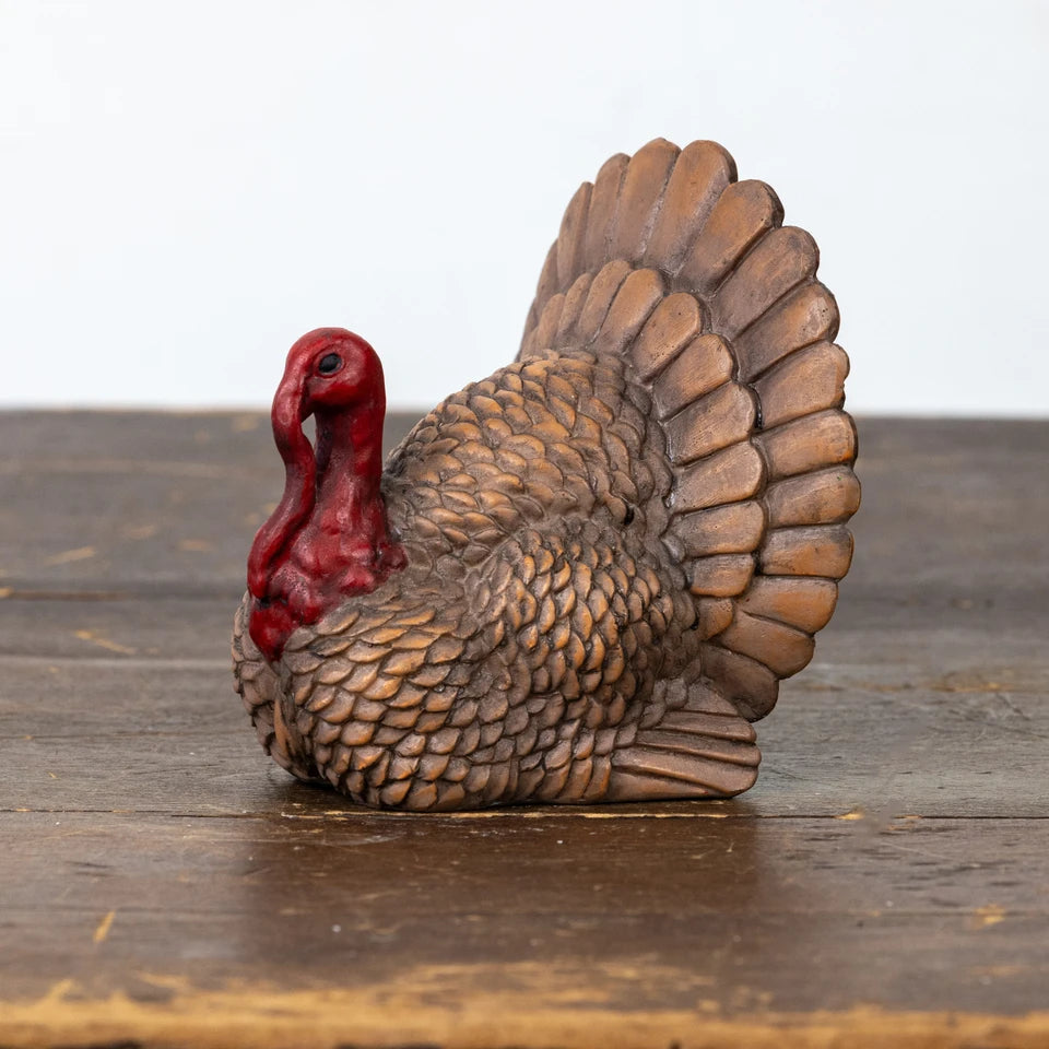Brown & Red Tabletop Resin Turkey