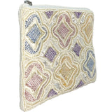 Pastel Mosaic Beaded Coin Pouch with Zipper