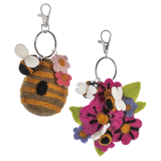 flower and beehive felt keychains by Ganz