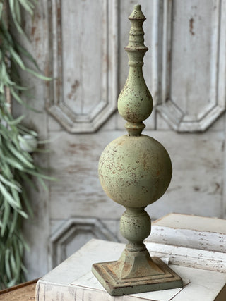 Distressed Green Steeplechase Metal Finials