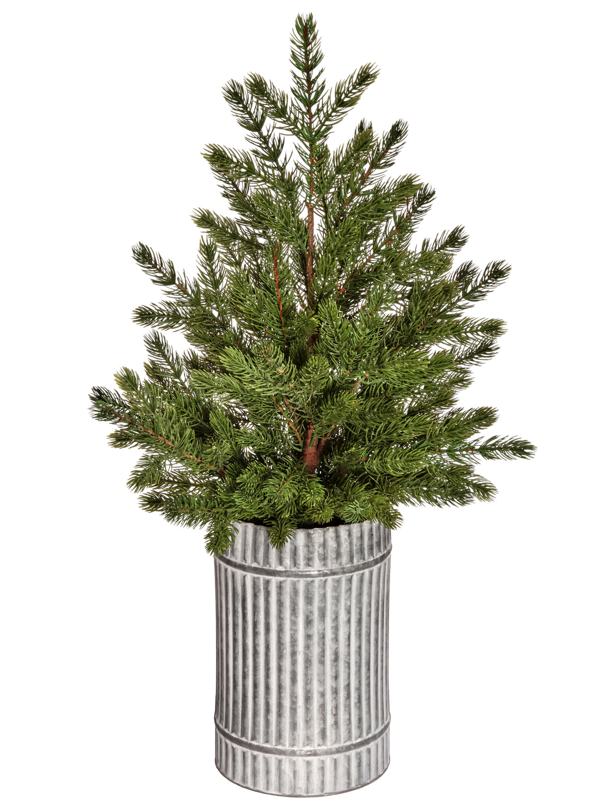 Artifical Spuce Tree in Galvanized Metal Pot