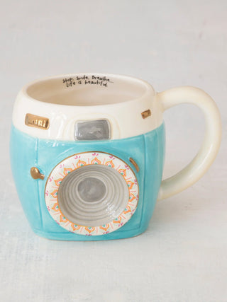 Imogene the Camera Folk Art Hand-Sculpted Coffee Mug
