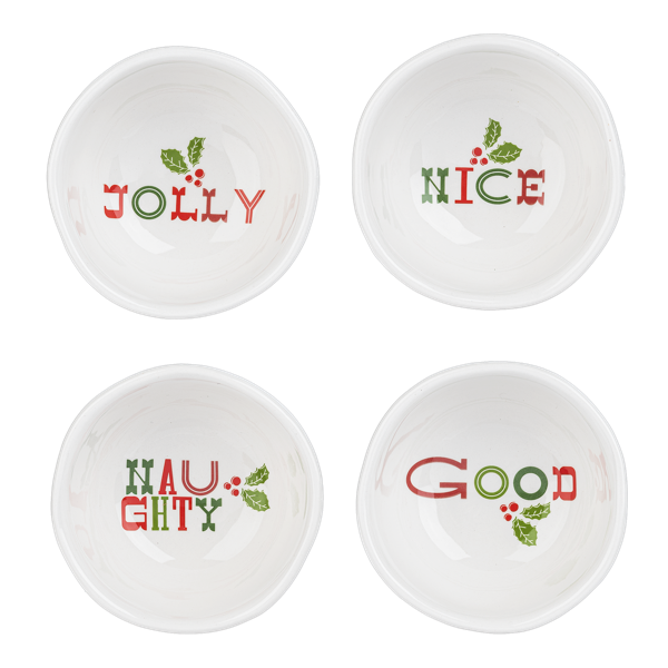 White Ceramic Holiday Tidbit Bowls