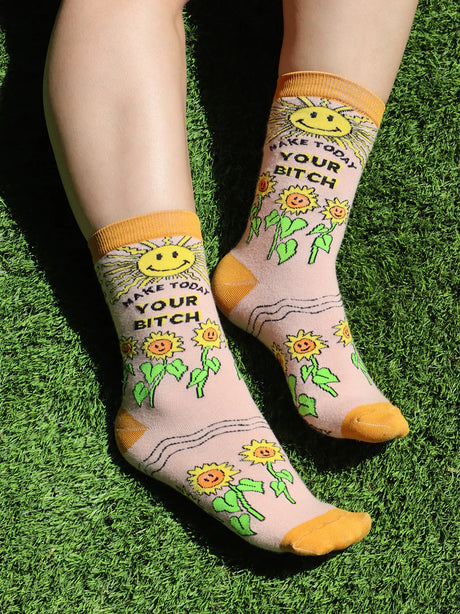 Make Today Your Bitch Sunflower Women's Crew Socks