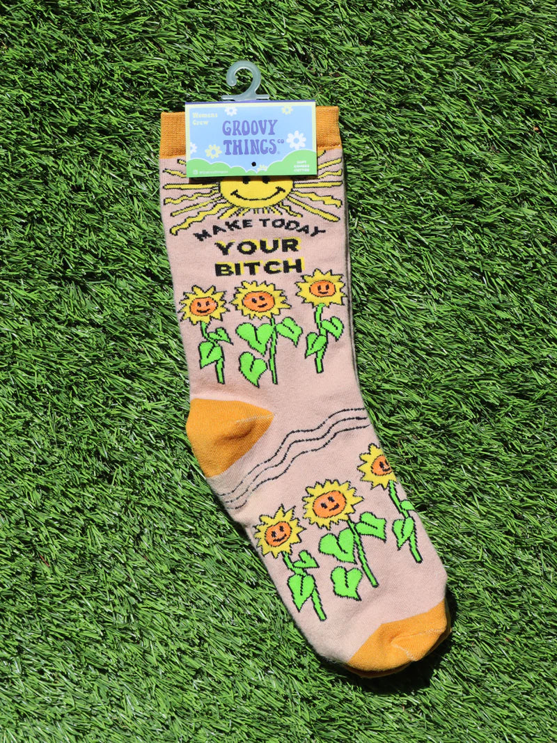 Make Today Your Bitch Sunflower Women's Crew Socks