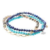 Mini Faceted Stone Stacking Bracelet | Turquoise/Gold