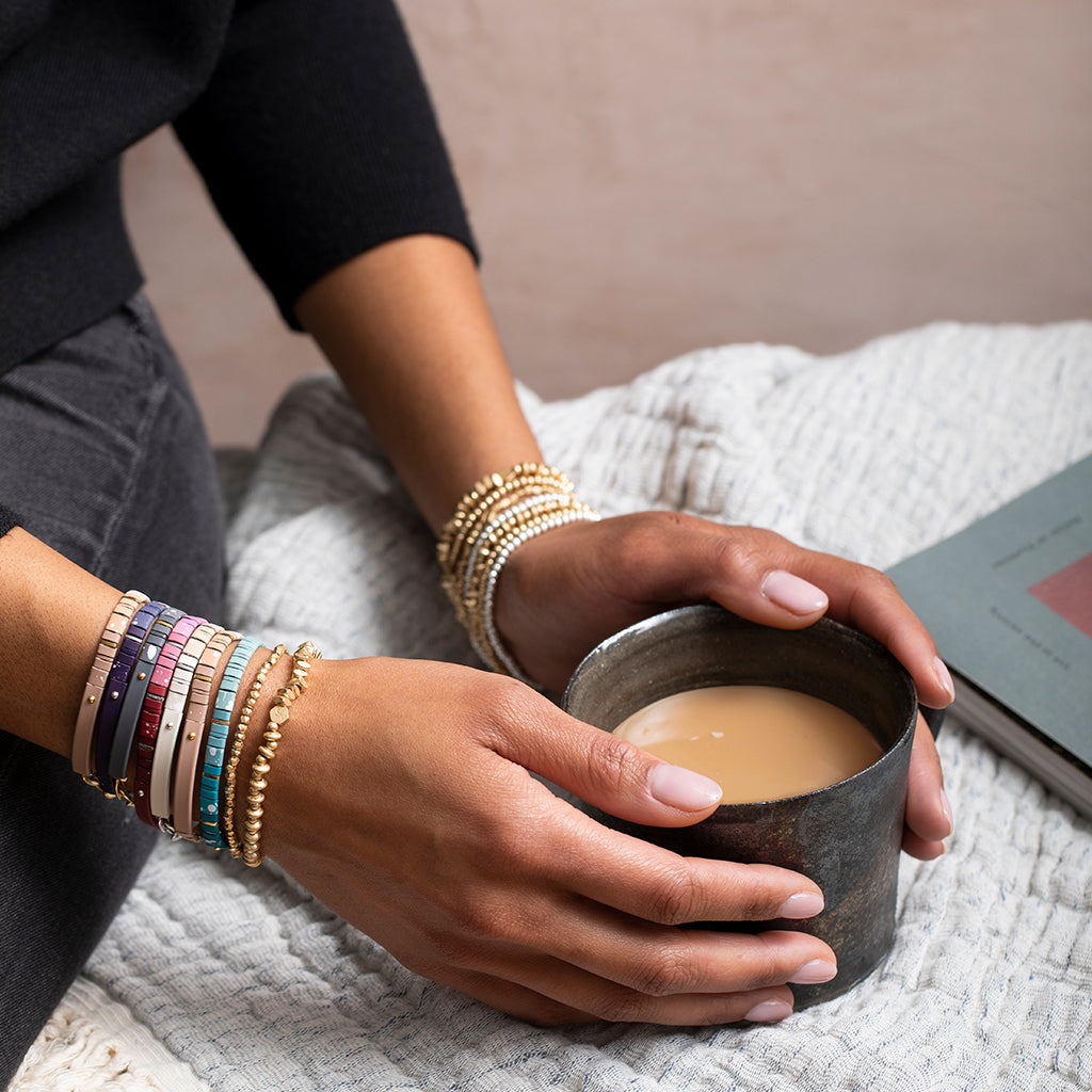 Mini Metal Stacking Bracelet | Gold Ball Beads