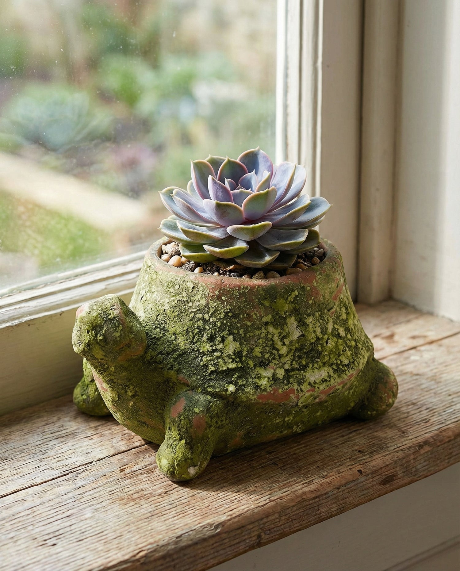 Mossy Terracotta Turtle Planter