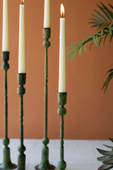 Forged Iron Green Patina Taper Candle Holders