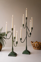 Forged Iron Green Patina Candelabra