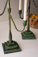 Forged Iron Green Patina Candelabra