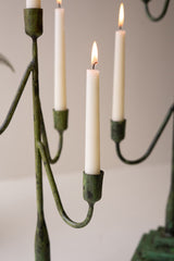 Forged Iron Green Patina Candelabra