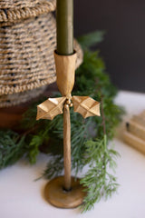 Forged-Iron Antique Gold Holly Taper Holder