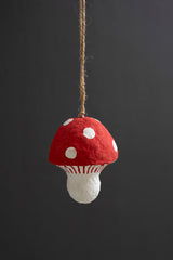 Red Paper Mache Mushroom Christmas Ornament